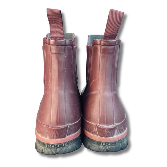 BOGS Amanda Slip-On Rain Boots Women’s 10 Burgundy Waterproof Rubber Ankle Boot - Picture 4 of 14